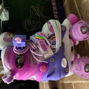 Purple and White Roller Skates